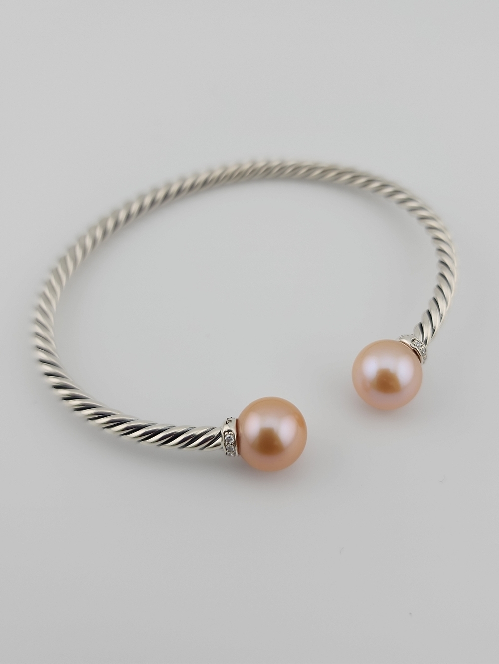 Davud Yurman Twist Open Cuff  Bracelet with Peach Pearl